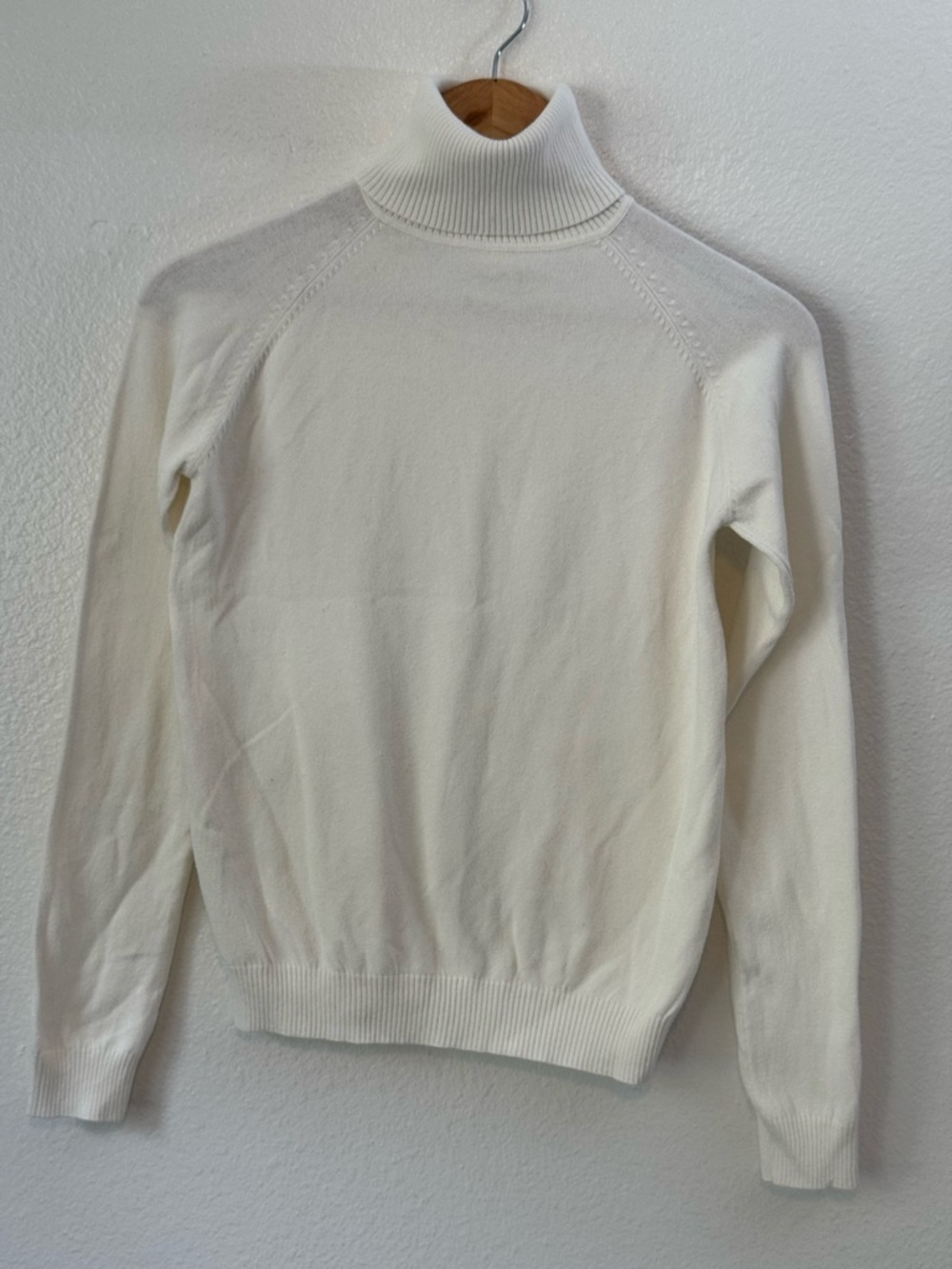 Zara Cotton Blend Turtleneck Sweater Classic Knit White Sz S Minimalist Elegant